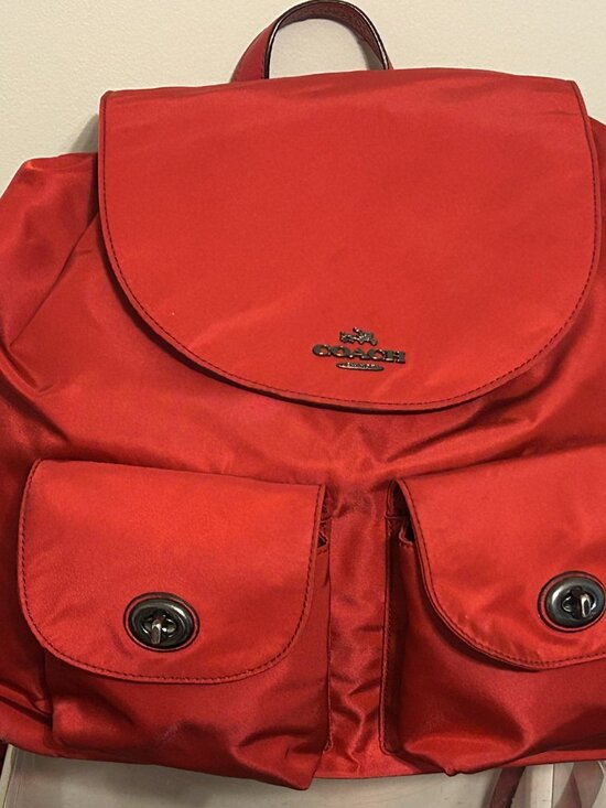 COACH Billie Charlie Nylon & Leather True Red Drawstring Bag Backpack F58814 main image 5